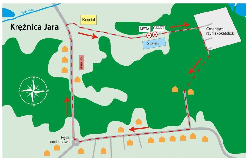 Trasa biegu charytatywnego Krężnica jara